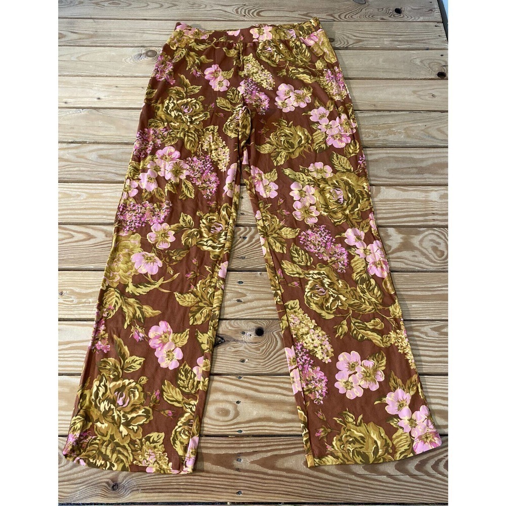 NEW Isaac Mizrahi Live Floral Pajama Sleep Set Size Medium Golden Button Front - Picture 7 of 12